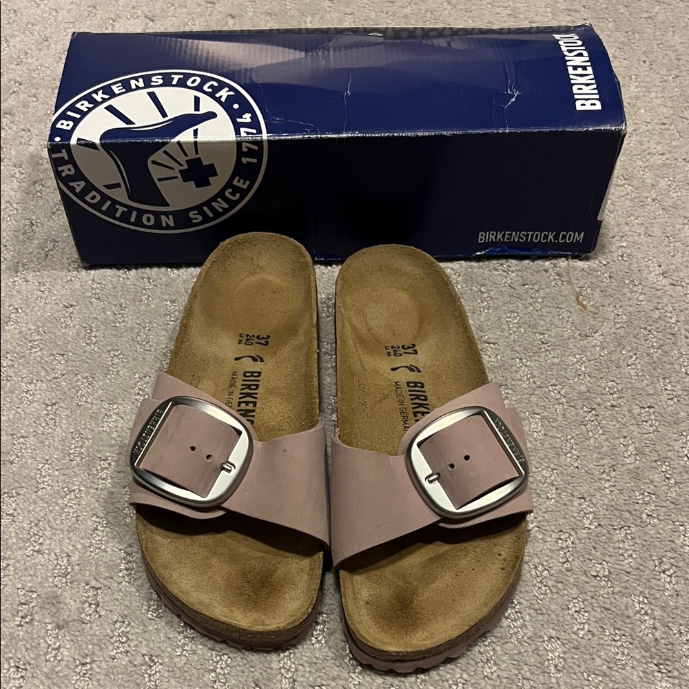 Birkenstock Women's Madrid Big Bucke Sandals - “Yomo Lilac” with Silver Buckle
